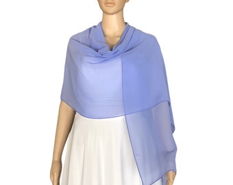 Bufanda envolvente azul lila. Bufanda larga azul lila. Mantón de gasa suave. Mantón Azul Lila.