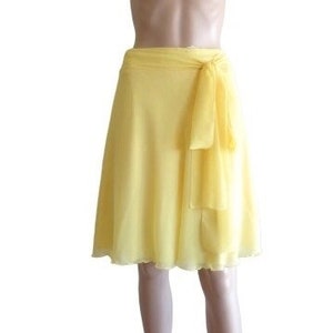 Yellow Knee Length Skirt. Yellow Bridesmaid Skirt. Evening Skirt. Chiffon Skirt.