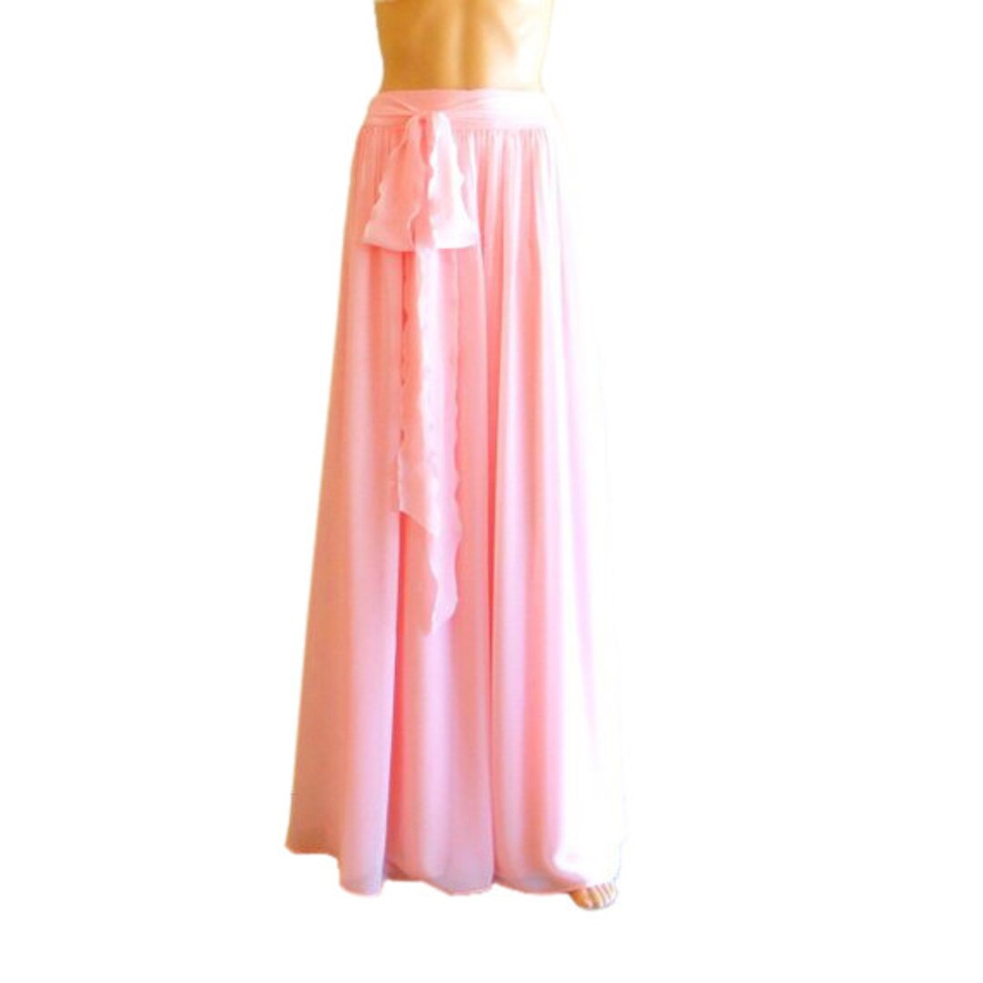 Baby Pink Maxi Skirt. Baby Pink Bridesmaid Skirt. Long Evening Skirt ...