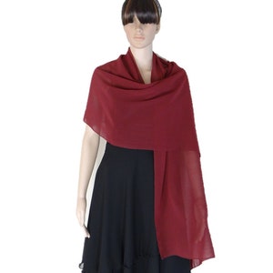 Burgundy Chiffon Shawl. Soft Long Scarf. Burgundy Wrap Scarf.