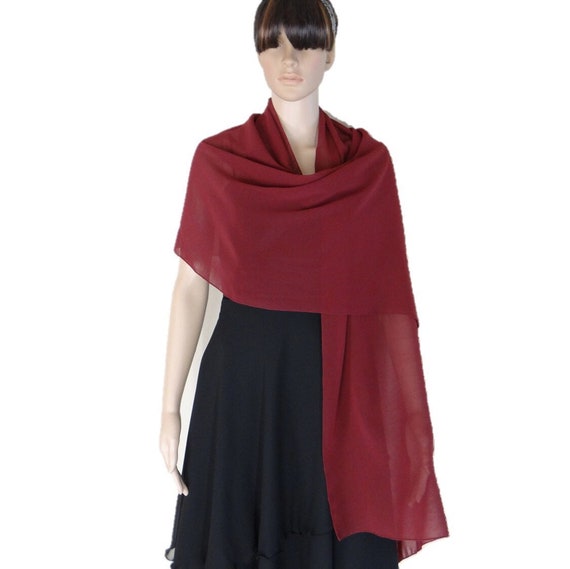 burgundy chiffon shawl
