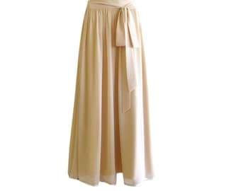 Chiffon Skirt. Tan Long Skirt