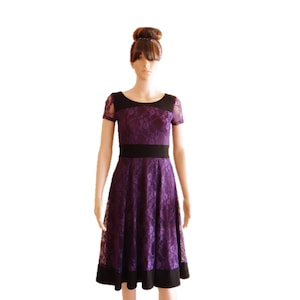 Purple Lace Dress. Dress With Sleeves