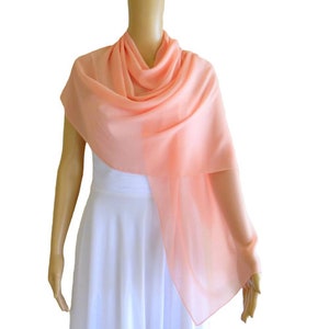 Light Pink Chiffon Shawl. Long Scarf. Light Pink Wrap Scarf