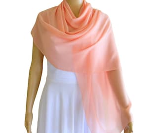 Light Pink Chiffon Shawl. Long Scarf. Light Pink Wrap Scarf