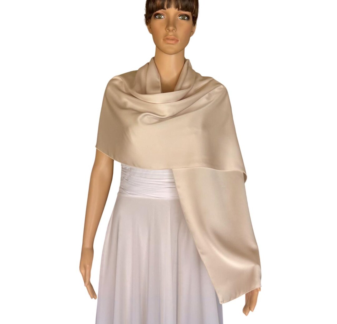 Cream Wrap Scarf. Cream Long Scarf. Satin Silk Shawl. - Etsy