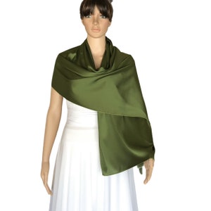 Dark Olive Green Silk Shawl. Soft Silk Wrap Scarf. Dark Olive Green Long Scarf.