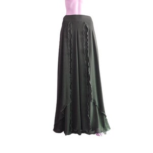 Dark Moss Green Bridesmaid Skirt. Dark Moss Green Chiffon Maxi Skirt. Floor Length Skirt. Long Skirt.