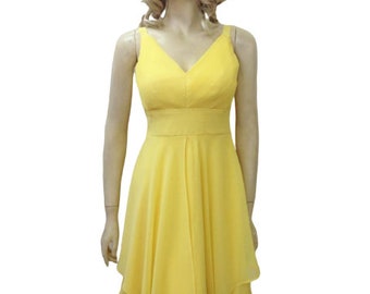 Yellow Bridesmaid Dress. Chiffon Dress