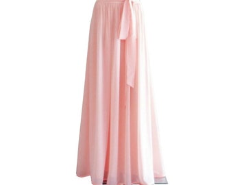 Light Pink Floor Length Skirt.  Light Pink Bridesmaid Skirt. Long Evening Skirt.