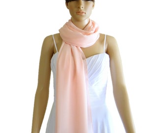 Blush Pink Chiffon Shawl. Soft Wrap Scarf. Blush Pink Long Scarf.