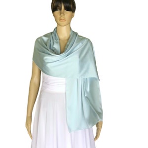 Baby Blue Silk Shawl. Soft Silk Wrap Scarf. Baby Blue Long Scarf.