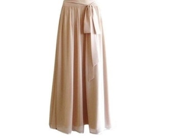 Neutral Maxi Skirt. Neutral Bridesmaid Skirt.Chiffon Floor Length Skirt. Long Evening Skirt.