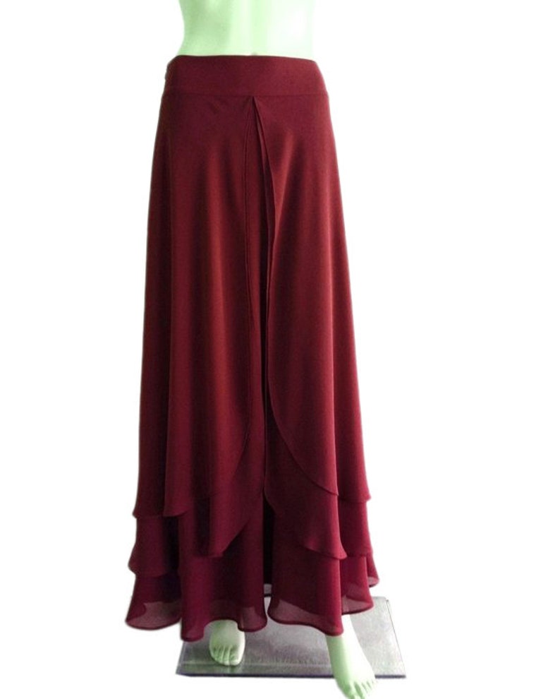 Burgundy Maxi Skirt. Long Bridesmaid Skirt. Chiffon Evening - Etsy