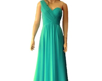 Maxi Dress . Sky Blue Dress. One Shoulder Dress.