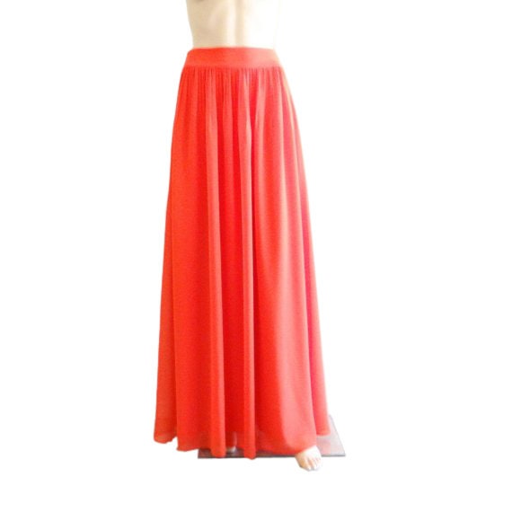 Red Orange Maxi Skirt. Red Orange Bridesmaid Skirt. Long Evening Skirt. Chiffon Floor Length Skirt Etsy UK