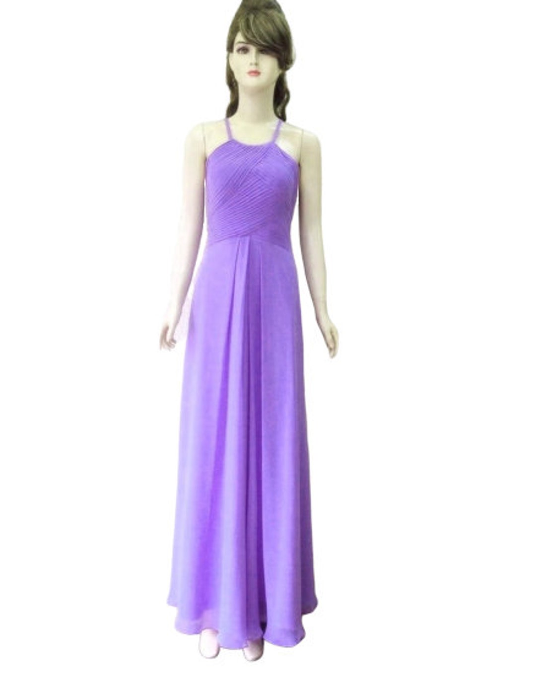 sachin and babi light blue dress BABARONI Chiffon Lilac Bridesmaid Dresses A-line V-neck Spaghetti Straps  Floor-length – BABARONI UK main image 1