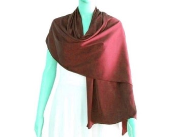 Burgundy Silk Shawl. Soft Silk Scarf. Burgundy Long Scarf.
