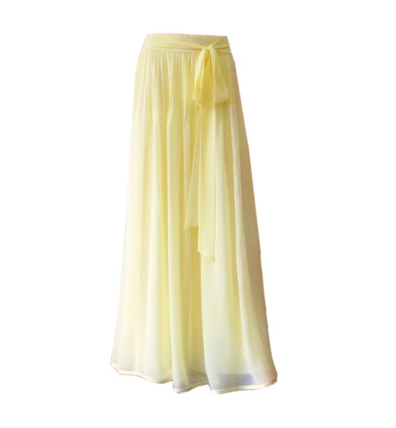 Pale Yellow Maxi Skirt. Pale Yellow Bridesmaid Skirt. Long | Etsy