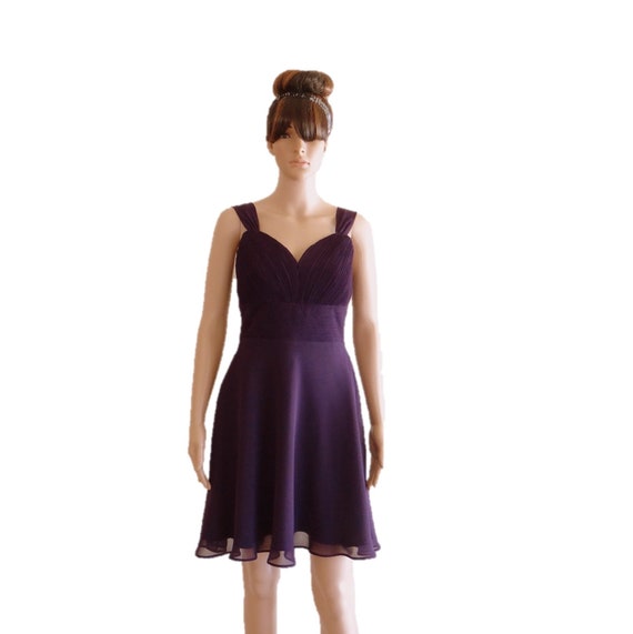 dark purple short bridesmaid dresses ZAPAKA Women Dark Purple Short Prom Dress A Line Sweetheart Pleated Mini  Cocktail Dress – Zapaka CA main image 0