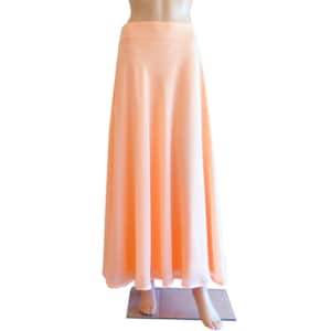 Peach Long Skirt. Maxi Skirt. Peach Bridesmaid Skirt. Floor