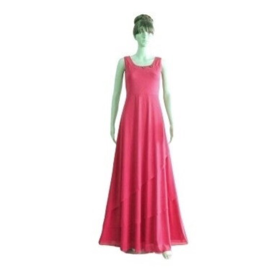 Fuchsia Prom Dress. Fuchsia Long Bridesmaid Dress. Chiffon Maxi Dress