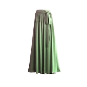 Light Olive Green Maxi Skirt. Light Olive Green Bridesmaid. Skirt Long Evening Skirt. Silk Floor Length Skirt.