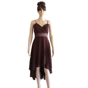 High Low Dress. Brown Bridesmaid Dress. Chiffon Dress
