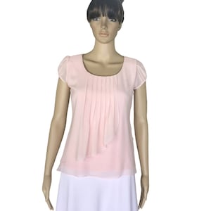 Blush Pink Bridesmaid Top. Top  With Sleeves. Chiffon Top. Blush Pink Party Blouse.