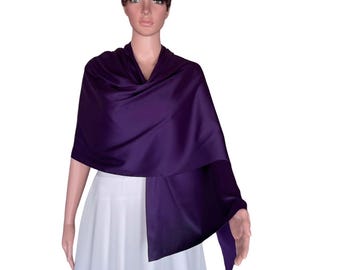 Purple Silk Shawl. Soft Silk Scarf. Purple Long Scarf.