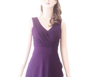 Dark Purple Bridesmaid Dress. Dark Purple Evening Dress. Chiffon Knee  Length Dress. - Etsy
