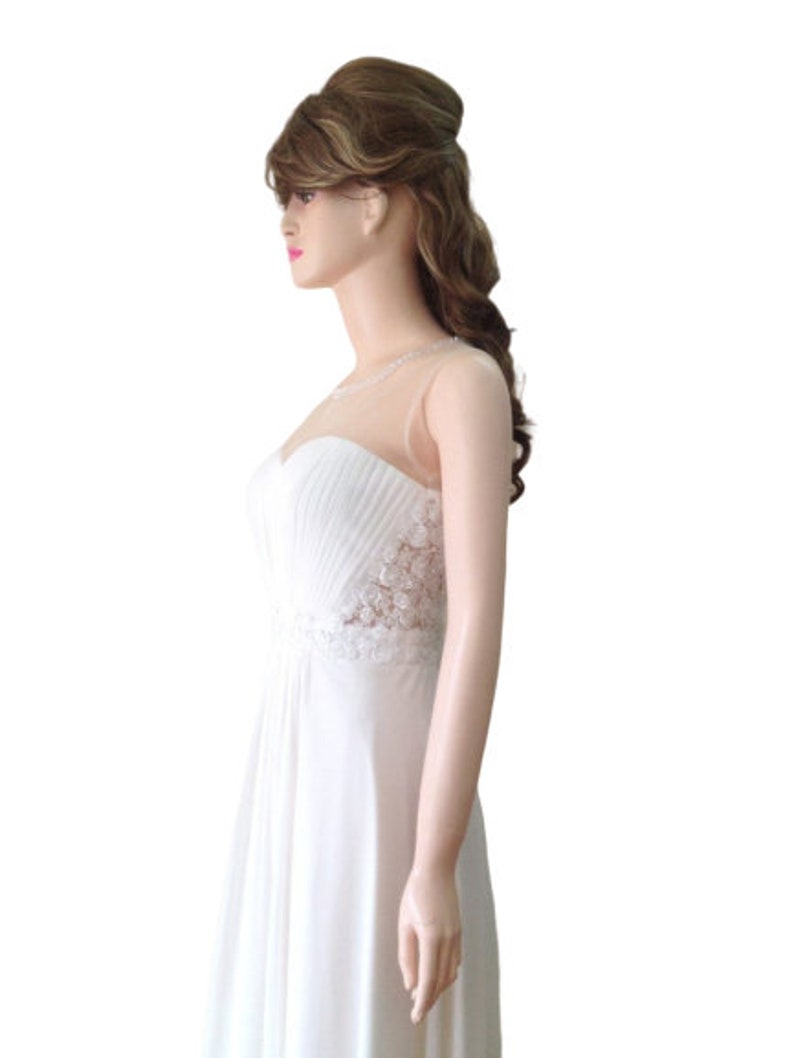 Chiffon Floor Length Dress. Bridesmaid Dress Off White Prom Dress Maxi Dress