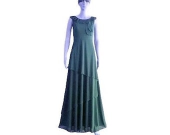 Dark Green Chiffon Maxi Dress: Evening Party Wedding Bridesmaid - Etsy