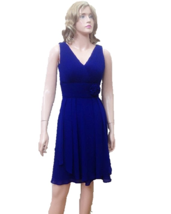 Blue Chiffon Dress. Blue Bridesmaid Dress