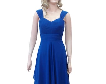 Royal Blue Bridesmaid Dress. Knee Length Dress.