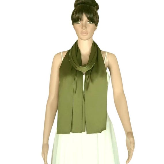 Olive Green Silk Soft Silk Wrap Olive Green Long