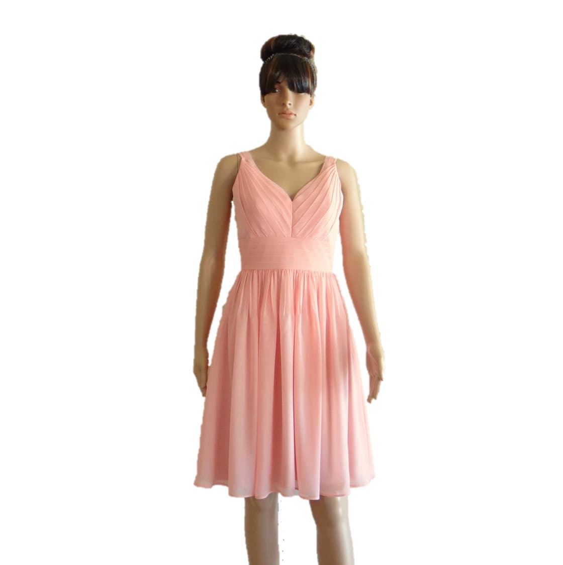 Knee length pink bridesmaid dresses cheap