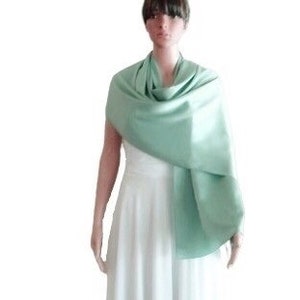 Mint Green Silk Shawl. Soft Silk Scarf. Mint Green Long Scarf.
