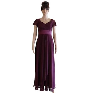 Plum Prom Dress. Plum Long Bridesmaid Dress. Chiffon Maxi Dress