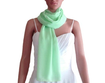 Mint Green Long Scarf. Mint Green Wrap Scarf. Soft Chiffon Scarf. Mint Green Shawl.