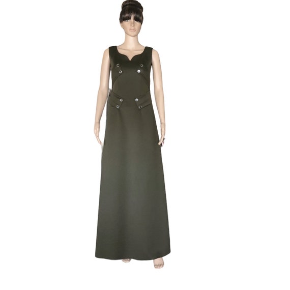 green emerald velvet dress Harley Crepe Gown in Moss Green main image 1