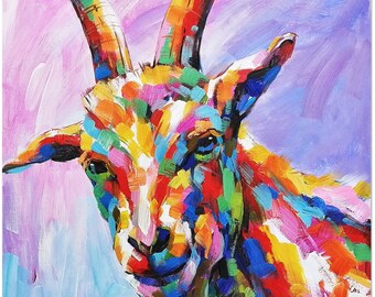 Rainbow Goat 11x14 Art Print of Original Painting With White Matte
