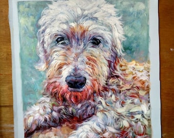 Hand Painted Custom Dog Oil Painting (paint pet or animal from photo),  Commission Portrait Painting