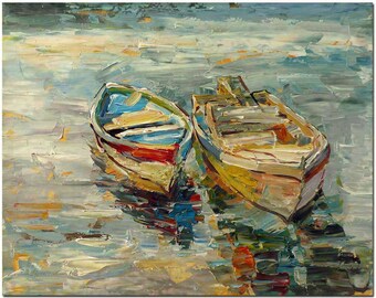 Row boat painting | Etsy