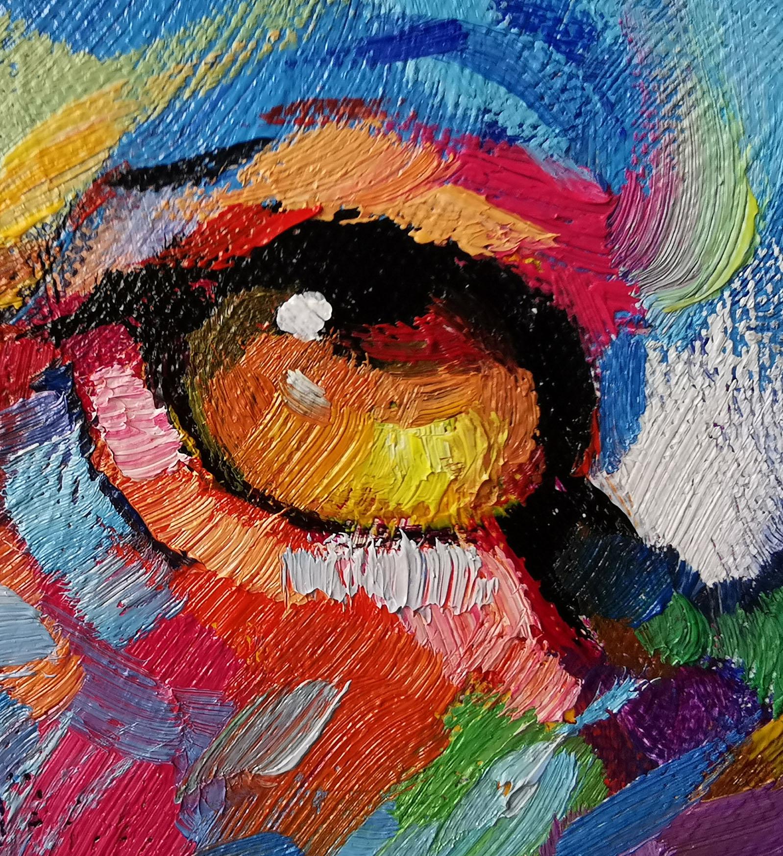 オリジナル手描きライオン油絵 – 質感のある印象派風動物キャンバス