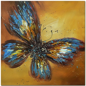 Handmade Abstract Butterfly Painting On Canvas - Modern Fine Art CERTIFICATE INCLUDED