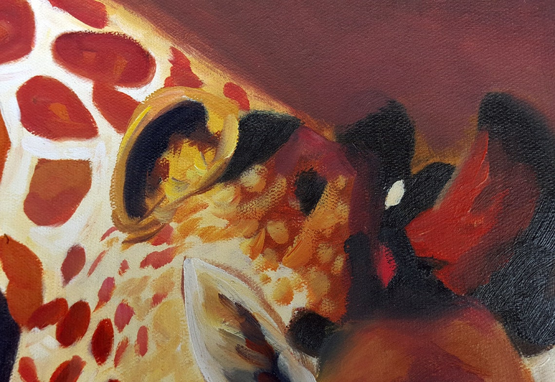 Giraffe Companion Oil Painting on Canvas Hand Painted Etsy