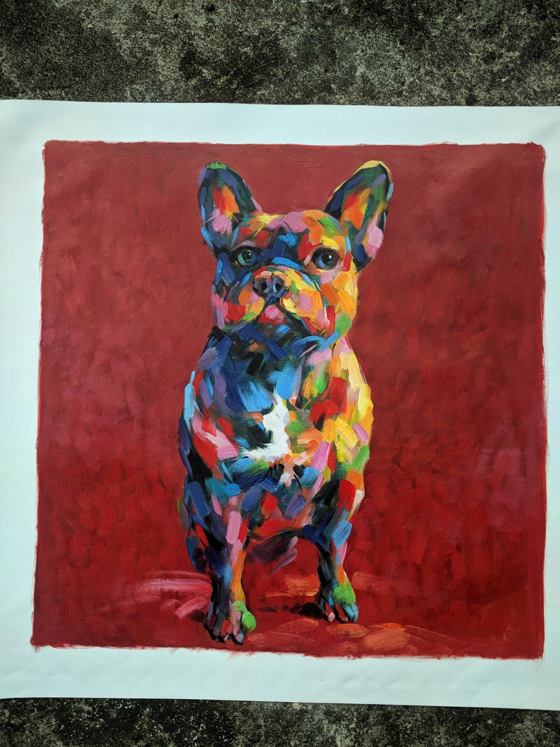 Hand Painted Custom Multicolored Dog Oil Painting paint Pet Etsy