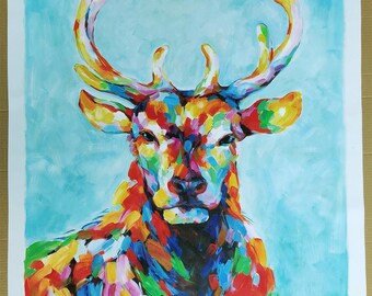 ルーズベルトエルク　油彩画　鹿　絵 ルーズベルトエルク 油彩画 鹿 絵 ルーズベルトエルク 油彩画 鹿 絵 牛