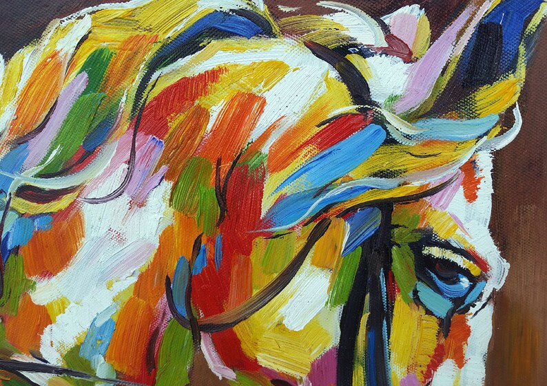 Hand Painted Impressionist Horse Oil Painting On Canvas Etsy